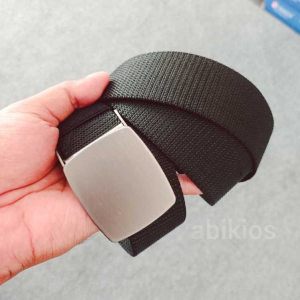 Ikat pinggang gesper kepala besi pria tali nylon kuat black ges12 - Rp 30.000