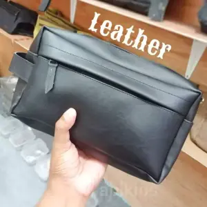 Tas tangan bahan kulit simple hitam pria atau wanita casual ts7 - Rp 39.000