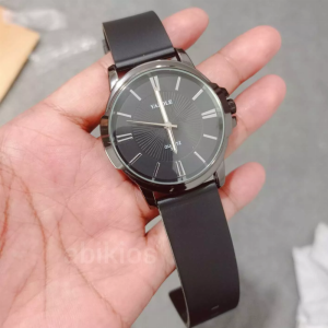 Jam tangan analog pria besar tali kulit hitam silver y332 yazole stainless steel - Rp 83.900