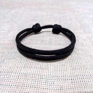 Gelang tangan simpel paracord 4mm black gl89 2line pria atau wanita - Rp 4.000