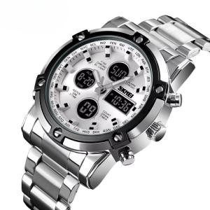 Jam tangan pria berat analog dan digital stainless steel original silver white ab1389 - Rp 169.000