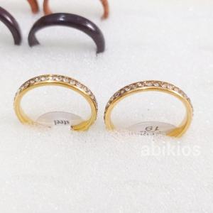 Cincin tangan wanita gold permata 3mm simpel tipis c18 korean style - Rp 12.000