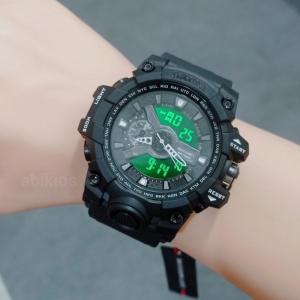 Jam tangan sport pria dual time keren blac rubber ab2396 fashion - Rp 127.300