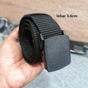Tali pinggang gesper sabuk pria wanita black ges1 bahan nylon - Rp 18.000